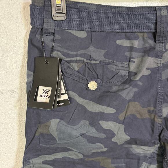 X-Ray Men's Belted Capri Cargo Shorts - Navy Camo 38w x 18inseam $58 - Picture 8 of 10
